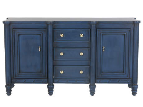 Navy Blue Sideboard with 3 Drawers and 2 Cabinets
