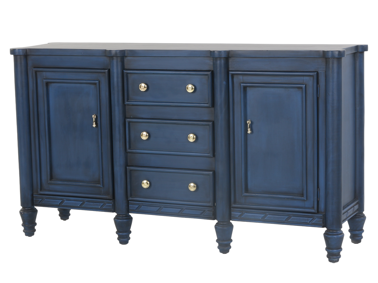 Navy Blue Sideboard with 3 Drawers and 2 Cabinets