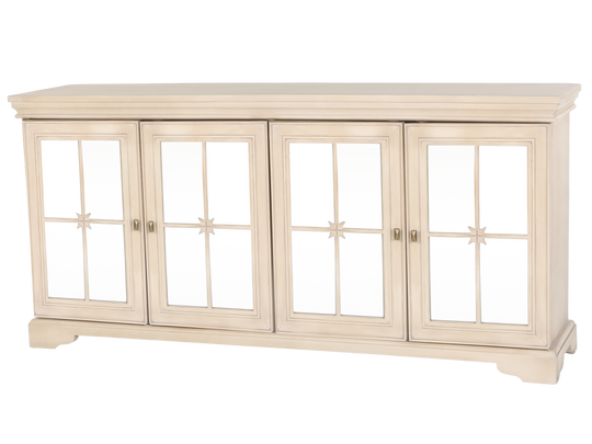 Desert Sand 4-Door Sideboard with Mirrored Panels