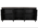 Rustic Black 4-Door Sideboard Buffet / TV Stand with Weathered Wood Top