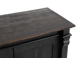Rustic Black 4-Door Sideboard Buffet / TV Stand with Weathered Wood Top