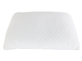 White pillow with quilted pattern on a white background