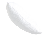 White wedge of cantaloupe on a white background