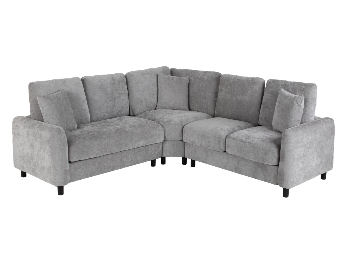 Modern Grey Chenille 3-Piece Corner L-Shaped Sectional Sofa
