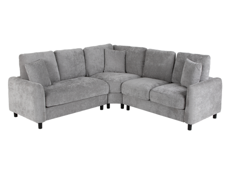 Modern Grey Chenille 3-Piece Corner L-Shaped Sectional Sofa