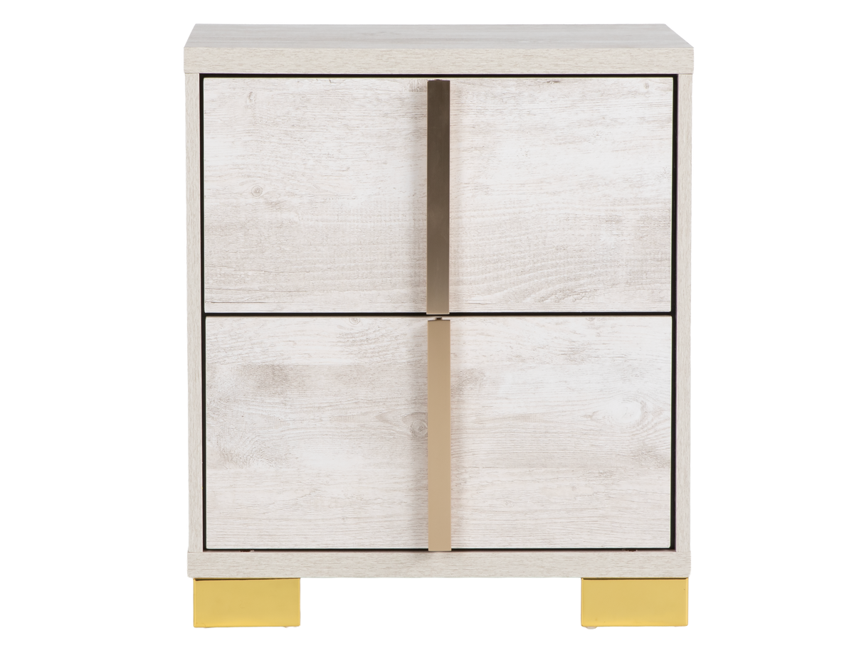 White Oak Modern 6-Piece Queen Bedroom Set (Bed, Dresser, Mirror & Nightstand)