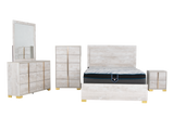 White Oak Modern 6-Piece Queen Bedroom Set (Bed, Dresser, Mirror & Nightstand)