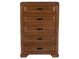 Modern Walnut 5-Drawer Chest with Brushed Metal Hardware