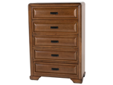 Modern Walnut 5-Drawer Chest with Brushed Metal Hardware