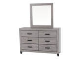 Gray dresser with mirror on a white background