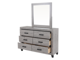 Gray dresser with mirror on a white background