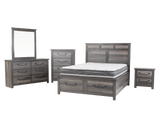 Gray Panel Storage Bedroom Set with Dresser, Mirror, & Nightstand