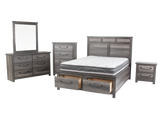 Gray Panel Storage Bedroom Set with Dresser, Mirror, & Nightstand