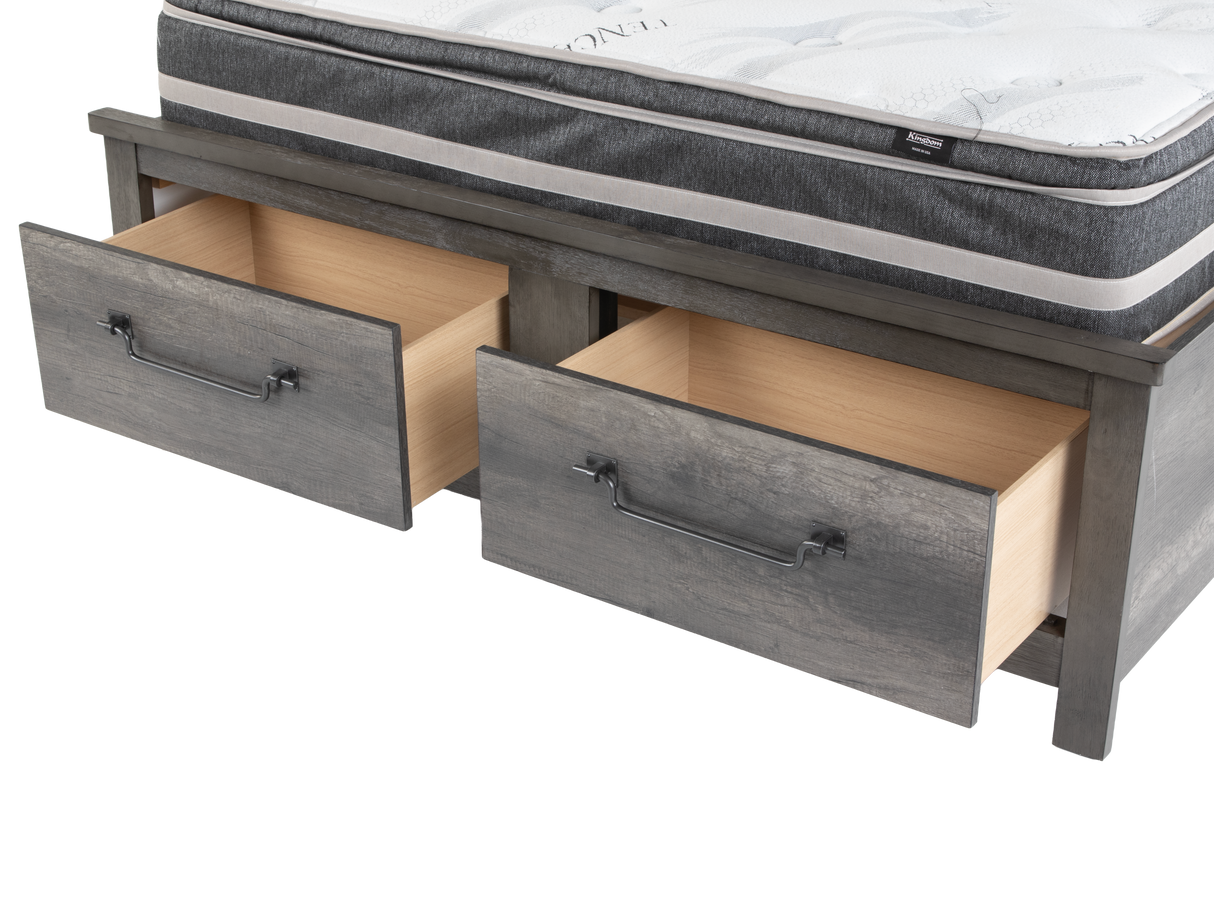 Gray Panel Storage Bedroom Set with Dresser, Mirror, & Nightstand