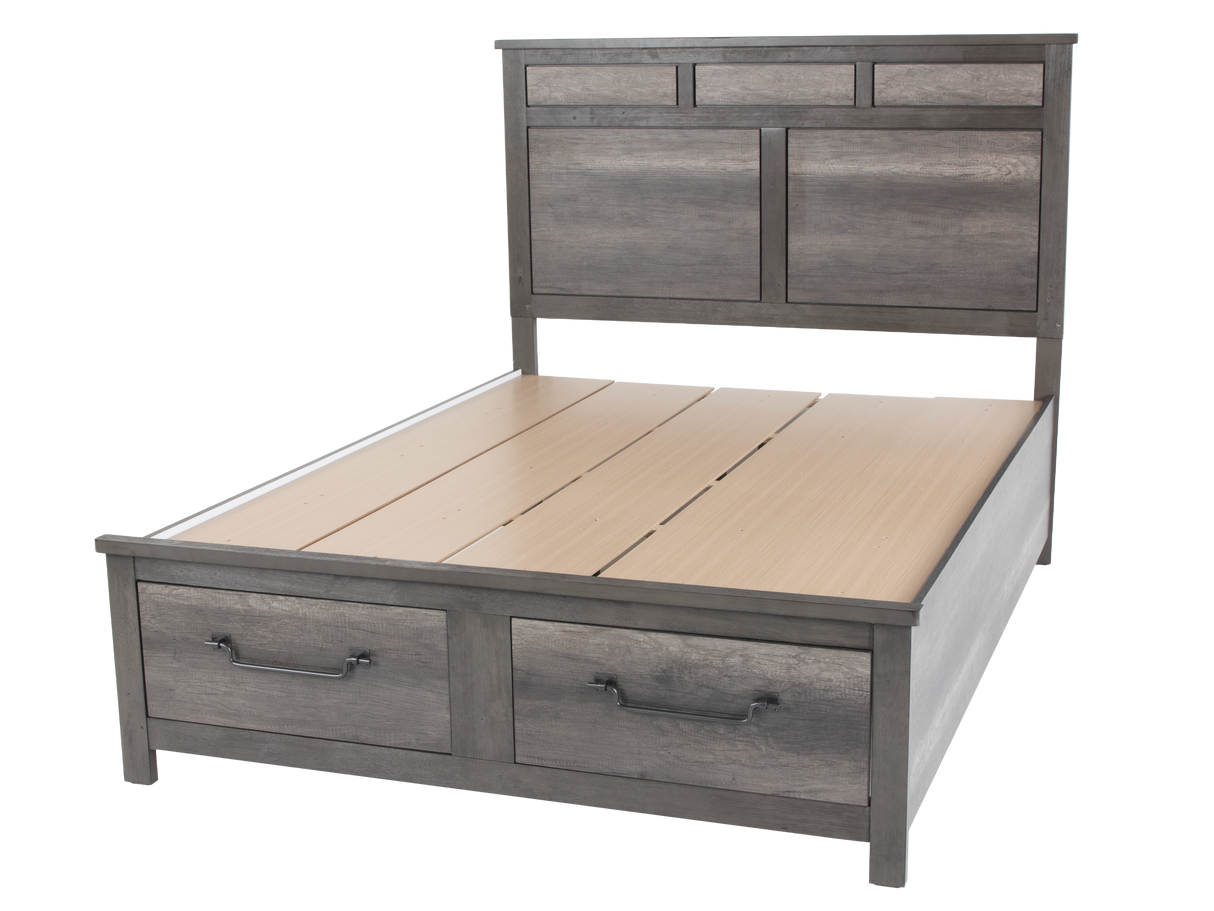 Gray Panel Storage Bedroom Set with Dresser, Mirror, & Nightstand