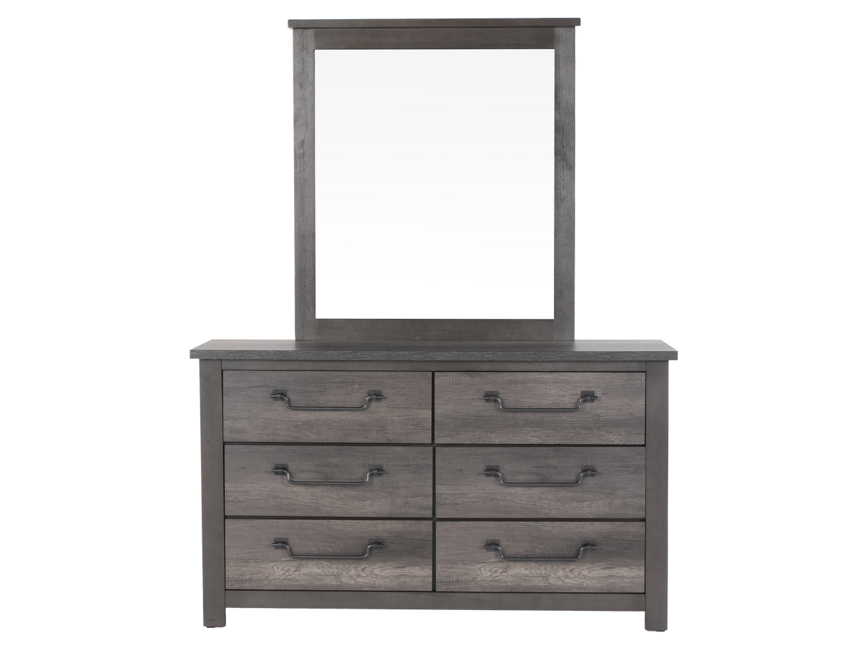 Gray Panel Storage Bedroom Set with Dresser, Mirror, & Nightstand