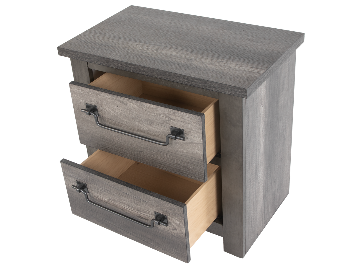 Gray Panel Storage Bedroom Set with Dresser, Mirror, & Nightstand