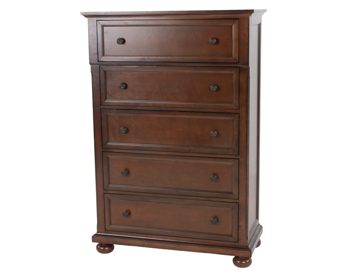 5-Drawer Chest in Cherry - Traditional Storage Chest with Ball Bearing Glides