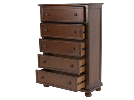 5-Drawer Chest in Cherry - Traditional Storage Chest with Ball Bearing Glides - view 4
