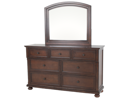 Cherry Sleigh Storage Bedroom Set with Footboard Drawers, Dresser & Mirror, Nightstand - view 6