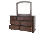 Cherry Sleigh Storage Bedroom Set with Footboard Drawers, Dresser & Mirror, Nightstand