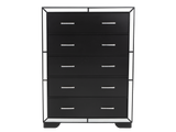Black 5-Drawer Chest with Mirrored Accents and Chrome Handles
