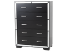 Black 5-Drawer Chest with Mirrored Accents and Chrome Handles