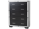 Black 5-Drawer Chest with Mirrored Accents and Chrome Handles