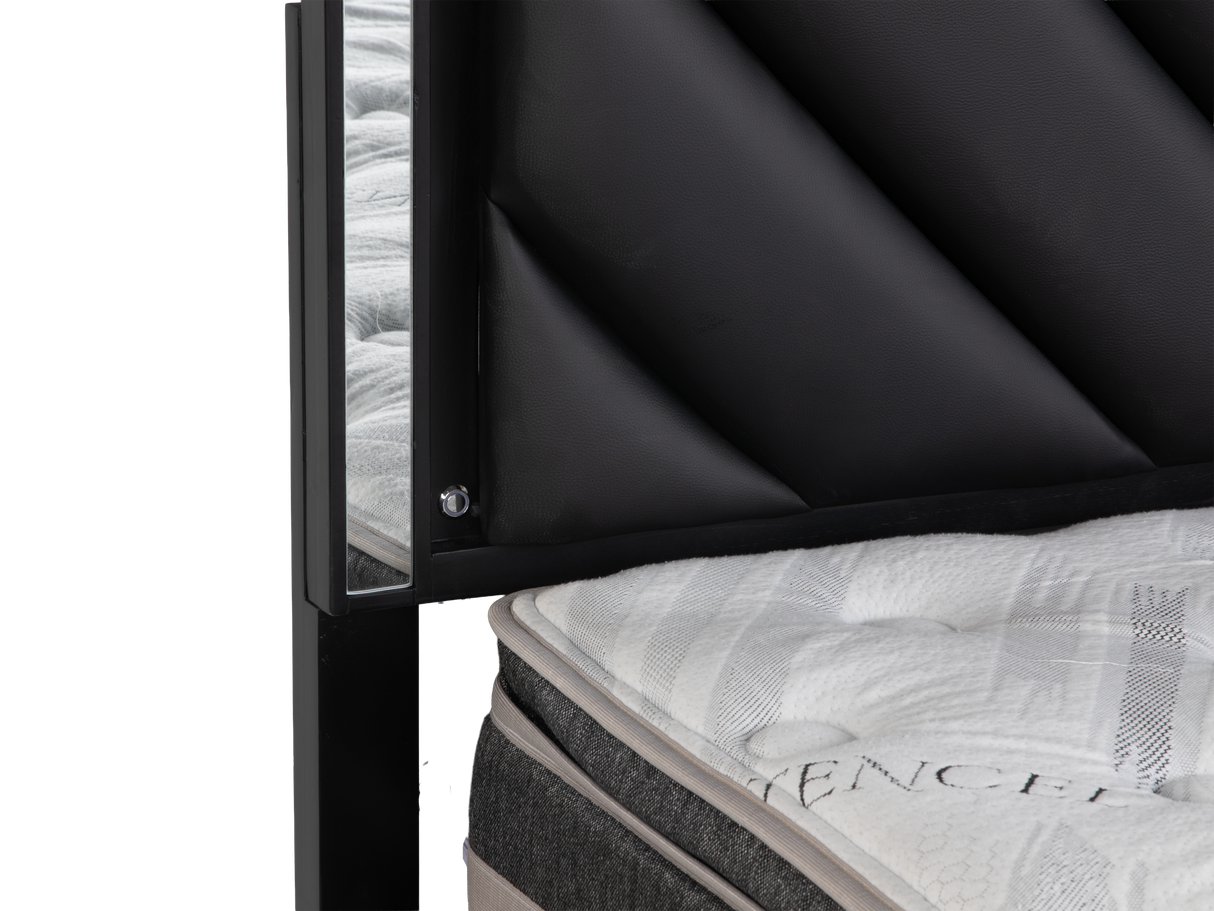 Modern Black 6-Piece Bedroom Set with Upholstered Headboard and Mirror Accents