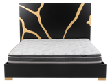 6 Piece Modern Bedroom Set - Black with Gold Accents