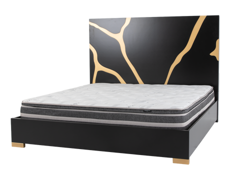 6 Piece Modern Bedroom Set - Black with Gold Accents - view 4