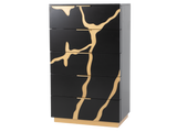 Black and Gold 5-Drawer Chest – Modern Luxury Bedroom Storage