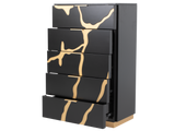 Black and Gold 5-Drawer Chest – Modern Luxury Bedroom Storage