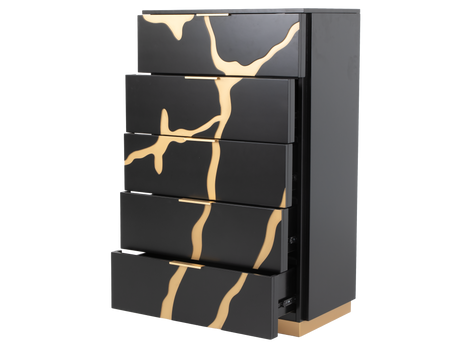 Black and Gold 5-Drawer Chest – Modern Luxury Bedroom Storage - view 3