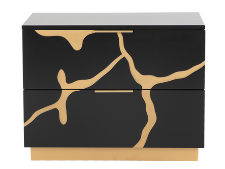 Black and Gold 2-Drawer Nightstand – Modern Luxury Bedside Table - view 3