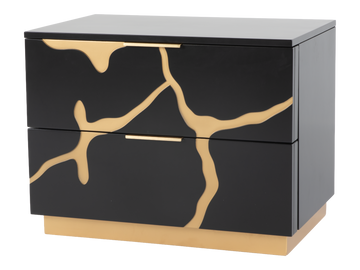Black and Gold 2-Drawer Nightstand – Modern Luxury Bedside Table