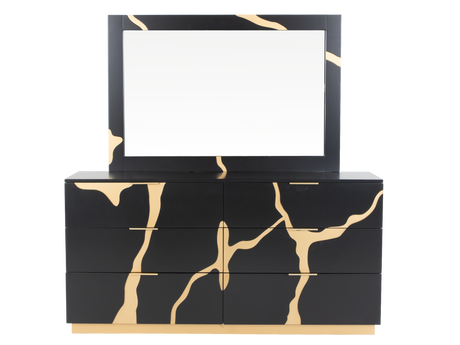 6 Piece Modern Bedroom Set - Black with Gold Accents - view 5