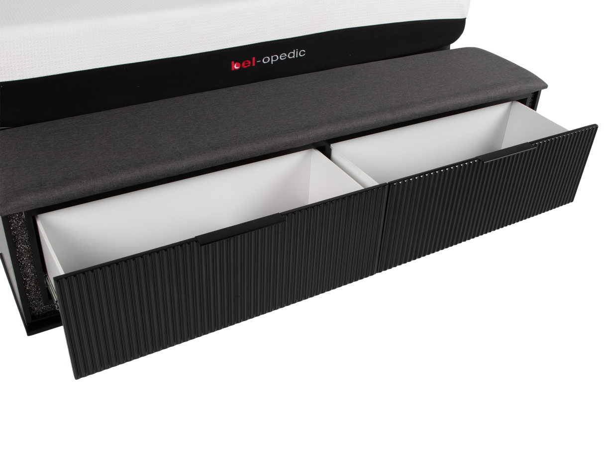 Modern Glam Black Storage Bedroom Set with LED Headboard & Footboard