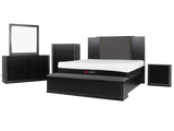 Modern Glam Black Storage Bedroom Set with LED Headboard & Footboard
