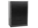 Modern Glam Black 5-Drawer Chest with Bling Trim & Felt-Lined Top Drawer