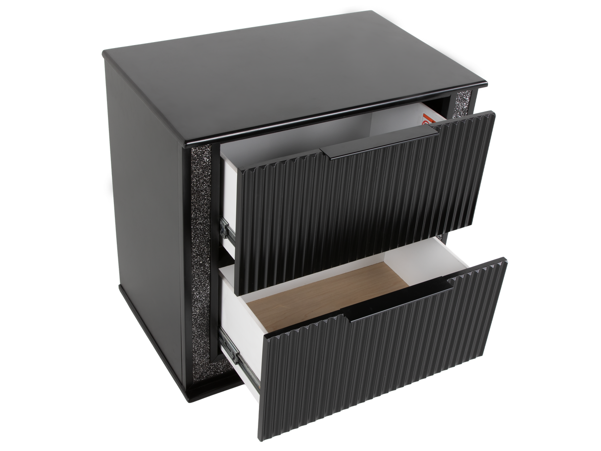 Modern Glam Black Storage Bedroom Set with LED Headboard & Footboard