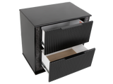 Modern Glam Black 2-Drawer Nightstand with Bling Trim & Felt-Lined Top Drawer