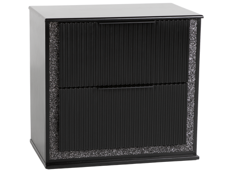 Black metal cabinet with textured sides on a white background