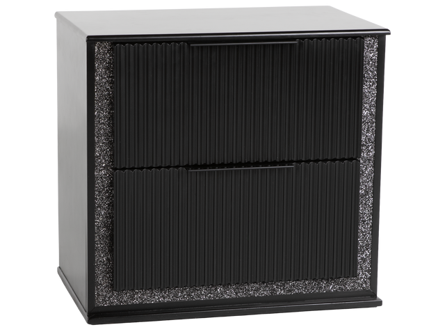 Black metal cabinet with textured sides on a white background