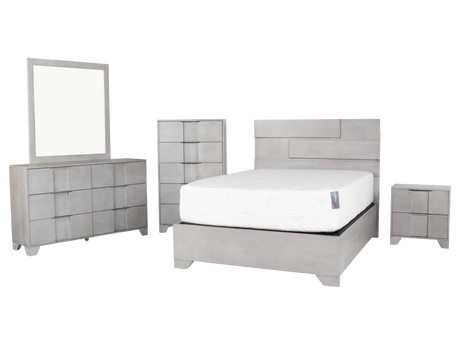 Modern Light Gray 6-Piece Bedroom Set with LED Headboard - view 2