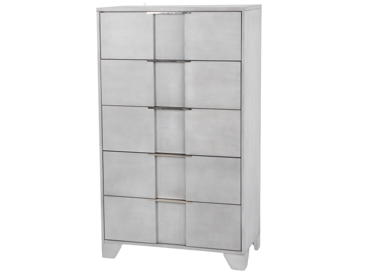 Modern Light Gray Chest with Nickel Hardware
