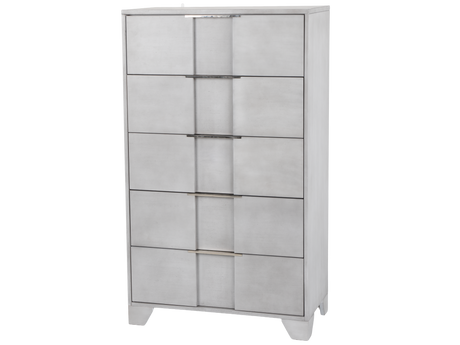 Modern Light Gray Chest with Nickel Hardware