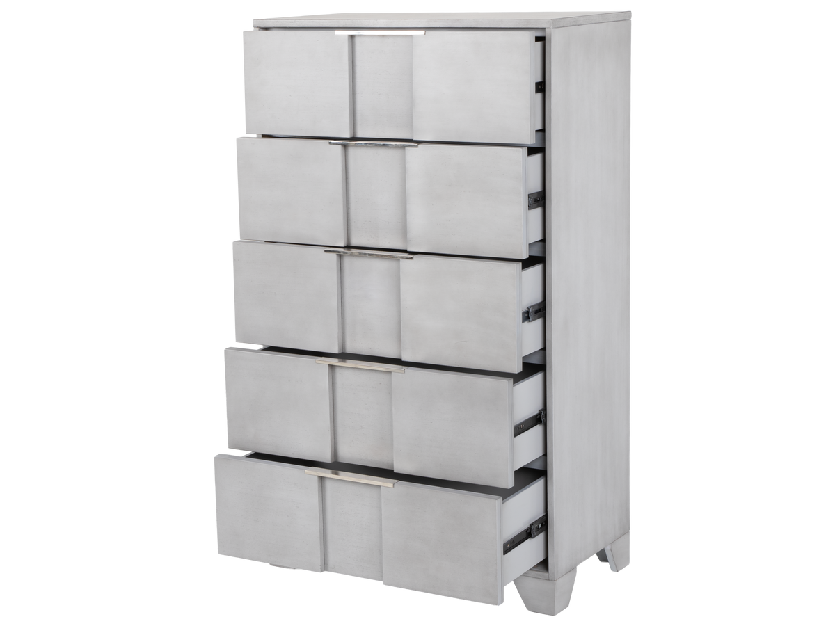 Modern Light Gray Chest with Nickel Hardware
