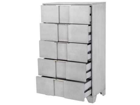Modern Light Gray Chest with Nickel Hardware - view 2