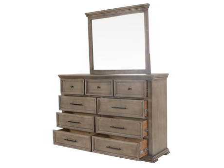 6-Piece Taupe Upholstered Bedroom Set with Dresser, Mirror & Nightstand - view 7
